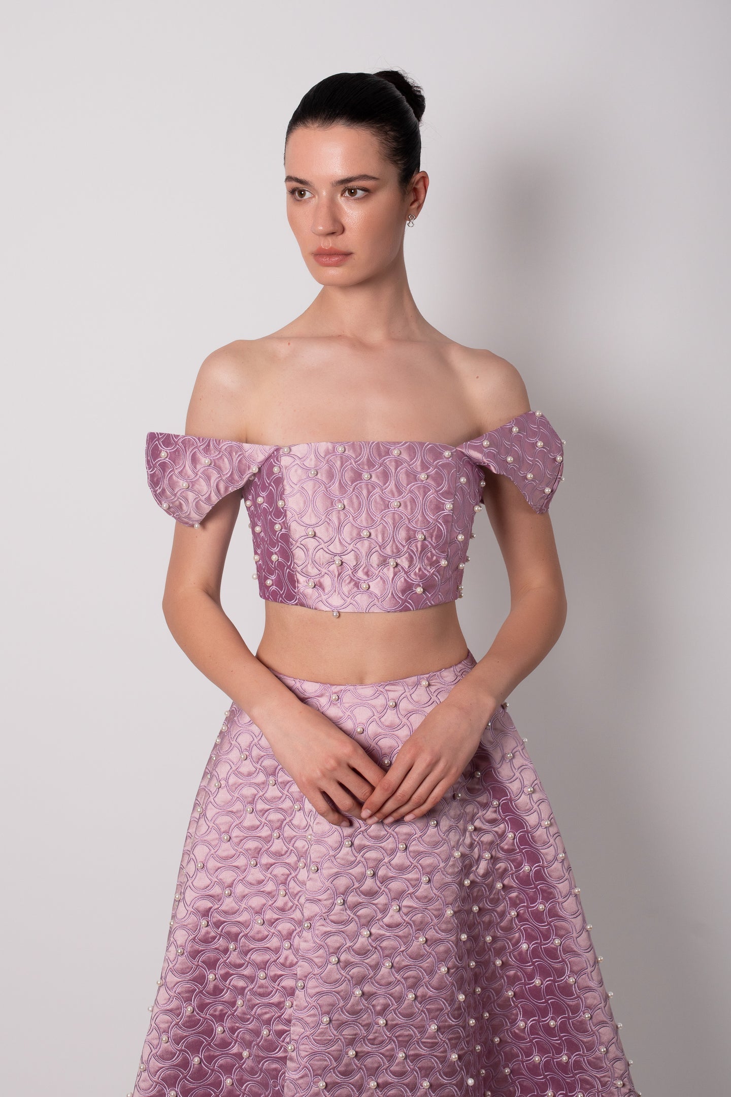 ŞANTUG İNCİLİ KOL DETAYLI MOR BÜSTİYER