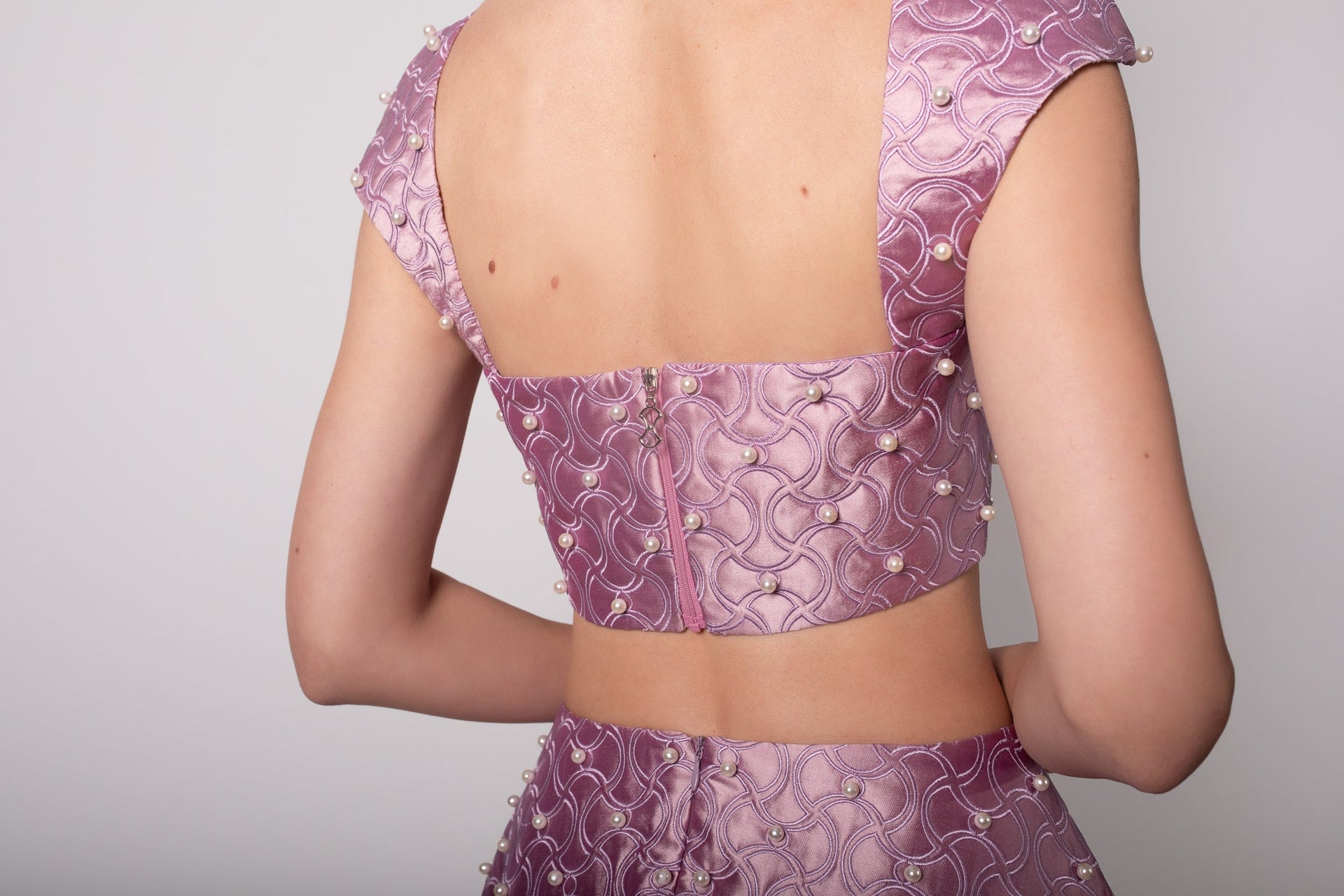 ŞANTUG İNCİLİ KOL DETAYLI MOR BÜSTİYER