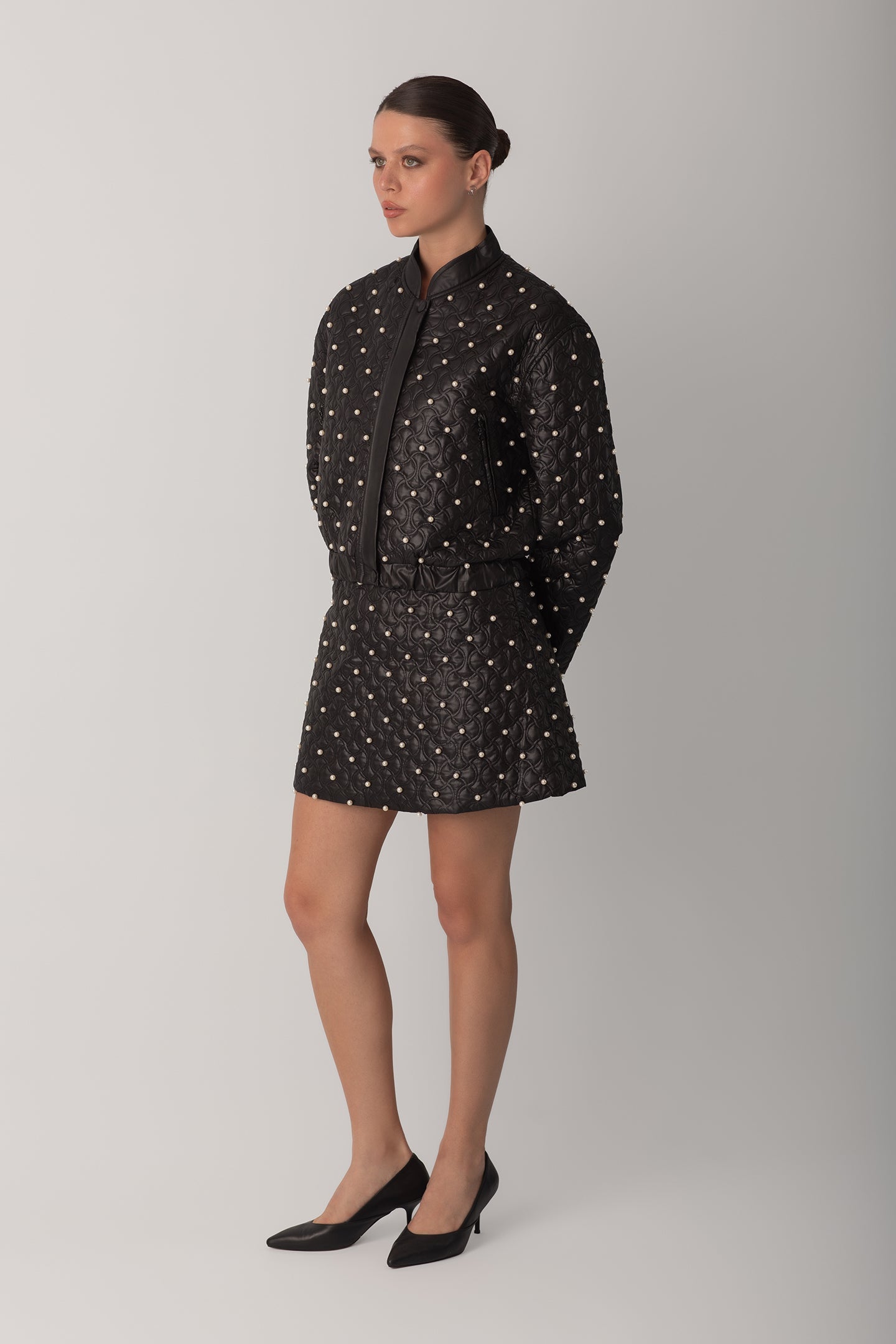 İNCİLİ KAPİTONE ETEK - SİYAH