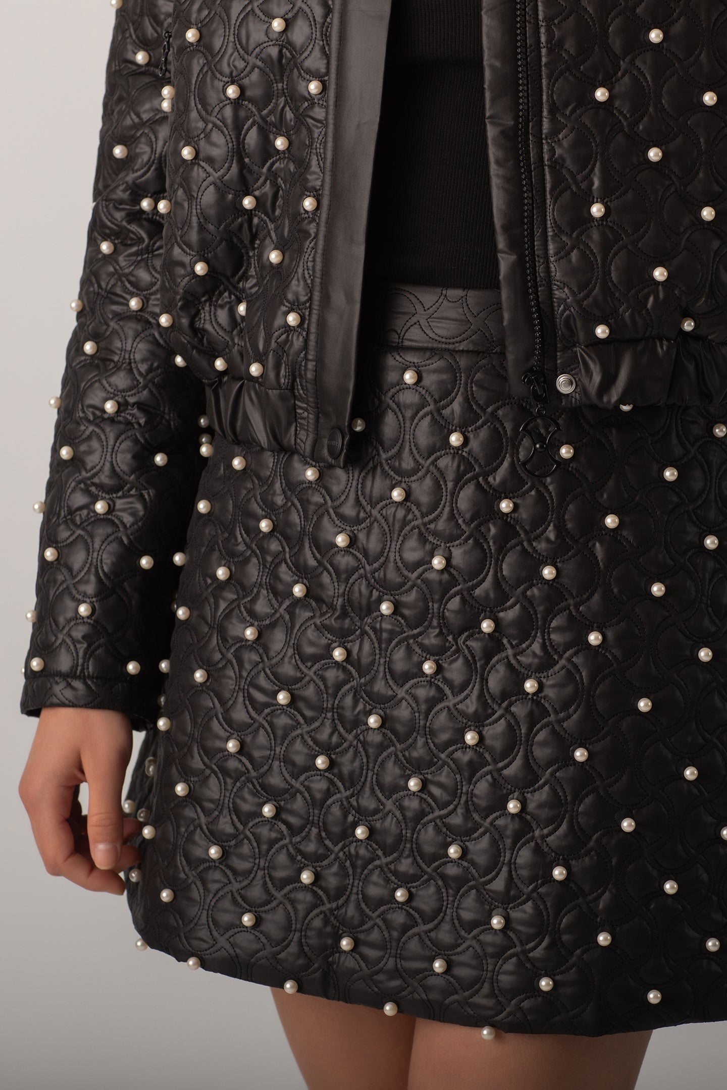 İNCİLİ KAPİTONE ETEK - SİYAH