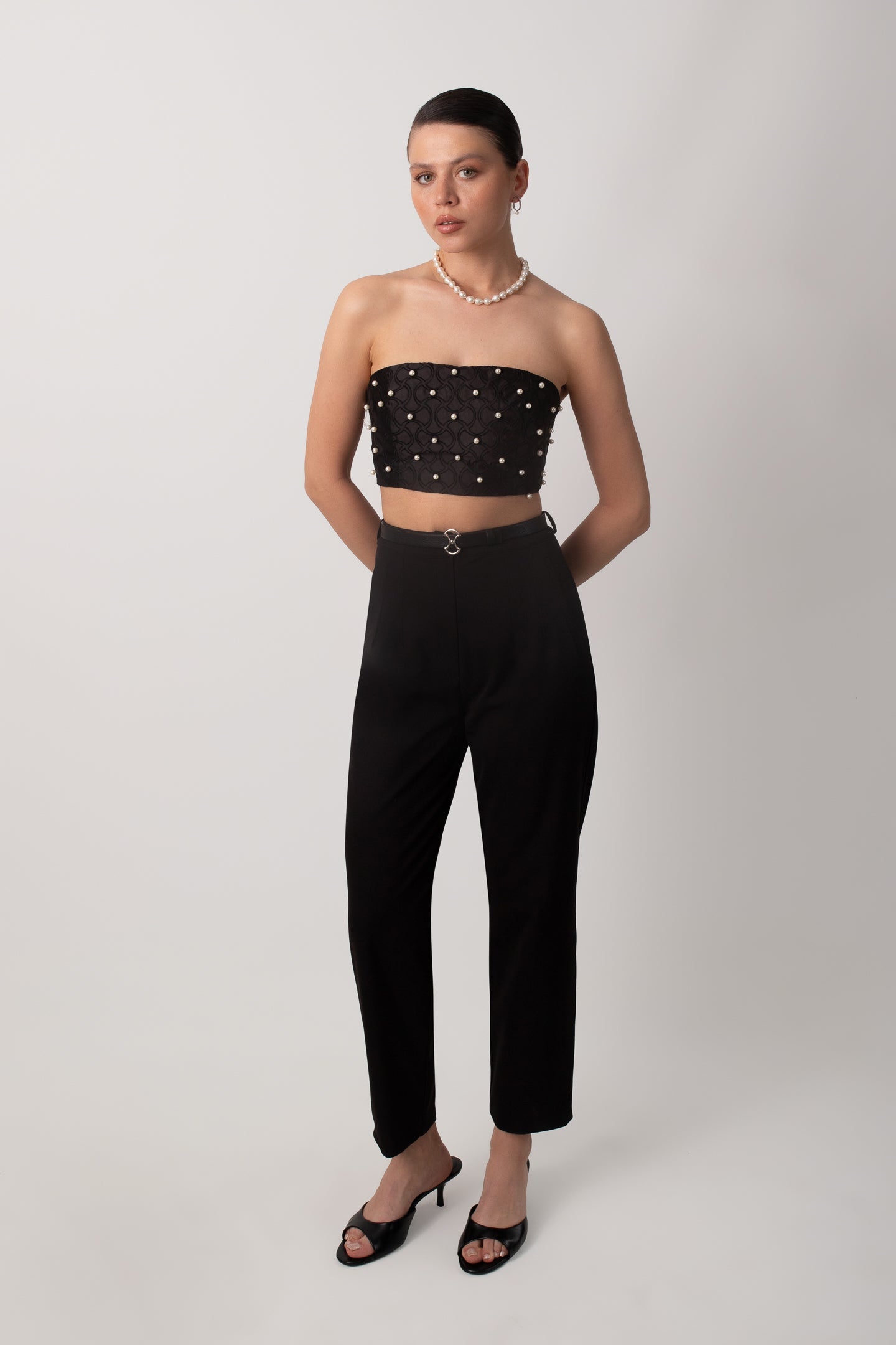 ŞANTUG İNCİLİ STRAPLEZ SİYAH BÜSTİYER