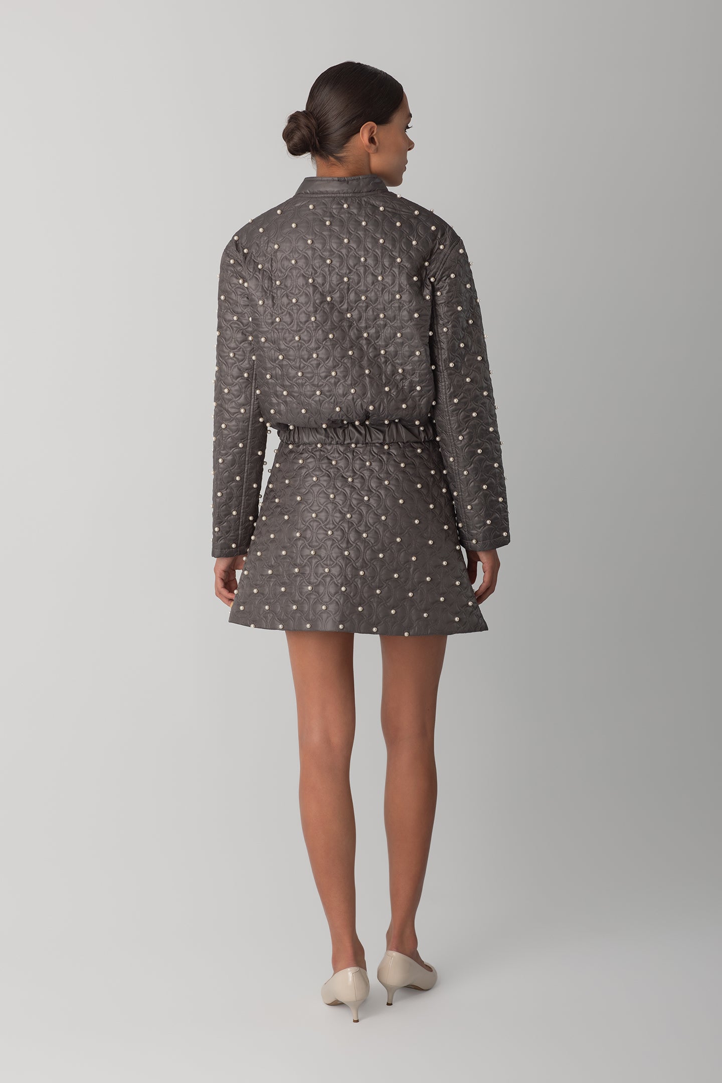 İNCİLİ KAPİTONE CEKET - ANTRASİT