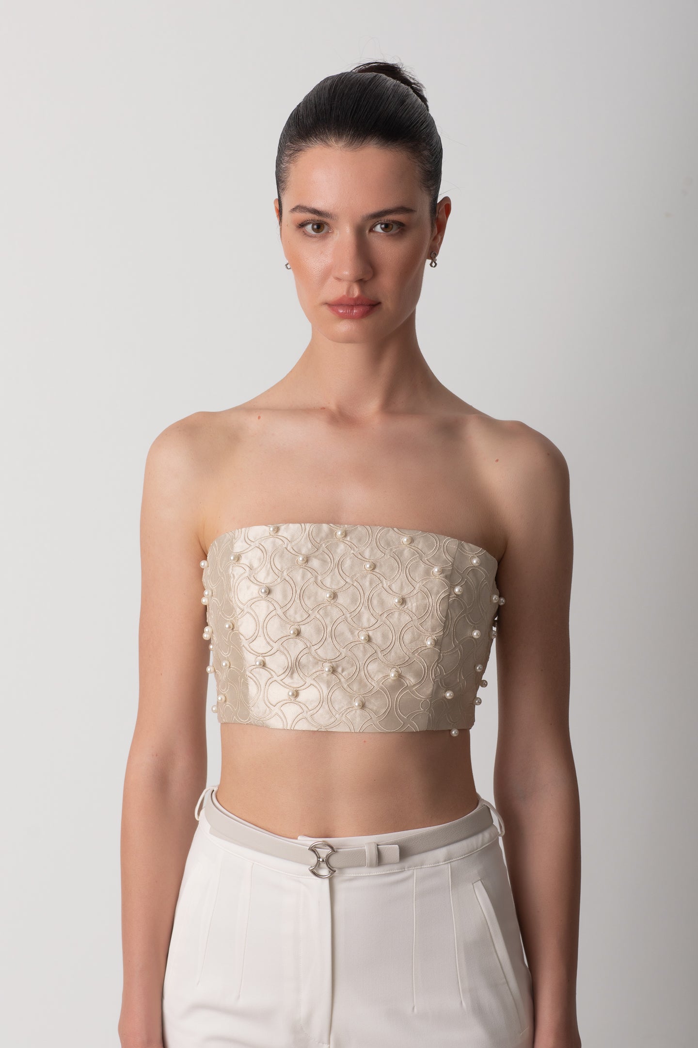 ŞANTUG İNCİLİ STRAPLEZ KREM BÜSTİYER