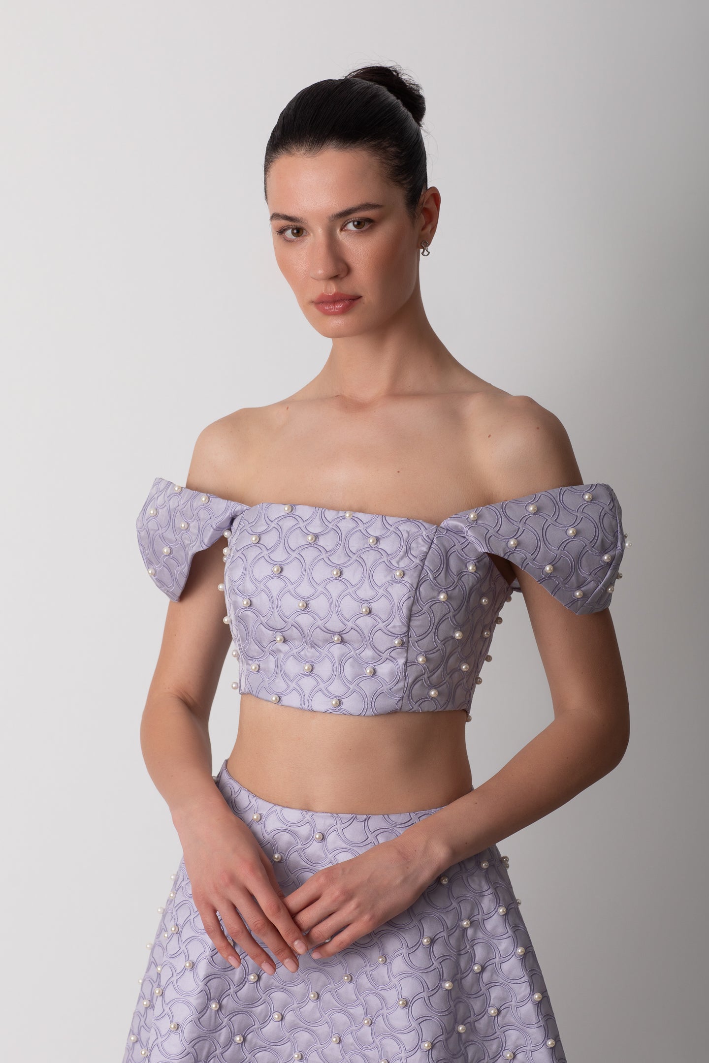 ŞANTUG İNCİLİ KOL DETAYLI LİLA BÜSTİYER