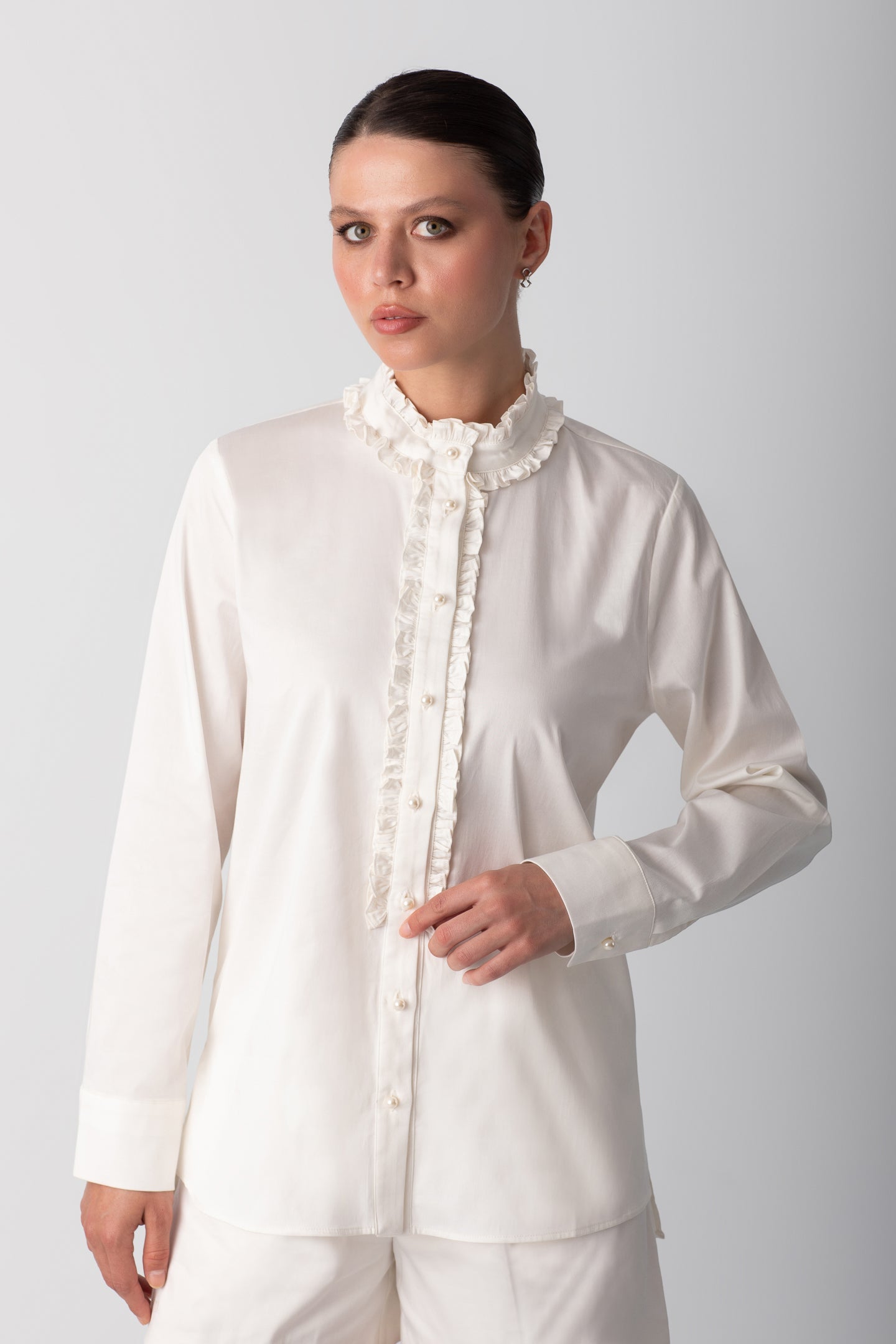 FIRFIRLI POPLİN BEYAZ GÖMLEK