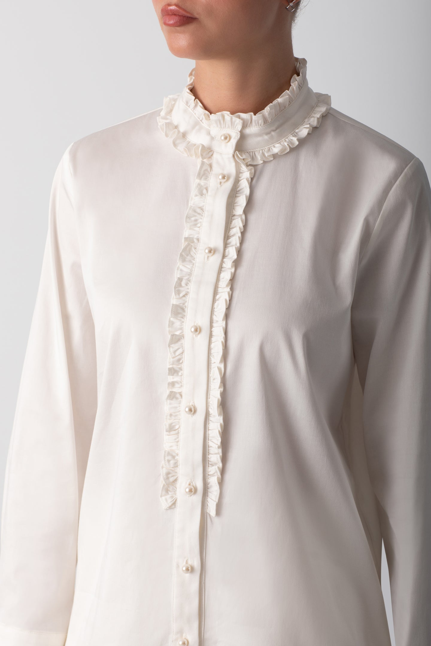 FIRFIRLI POPLİN BEYAZ GÖMLEK