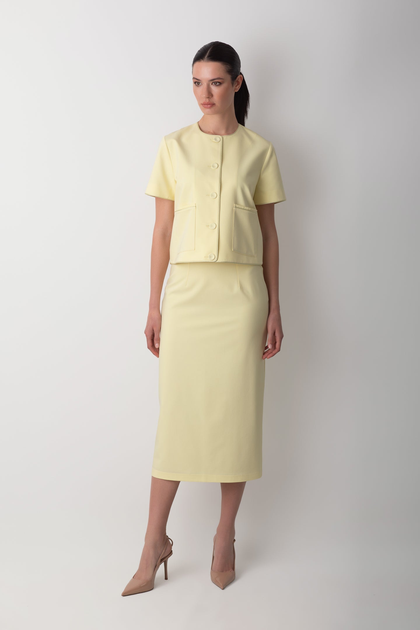 MİDİ KALEM YIRTMAÇ DETAYLI YELLOW BUTTER ETEK