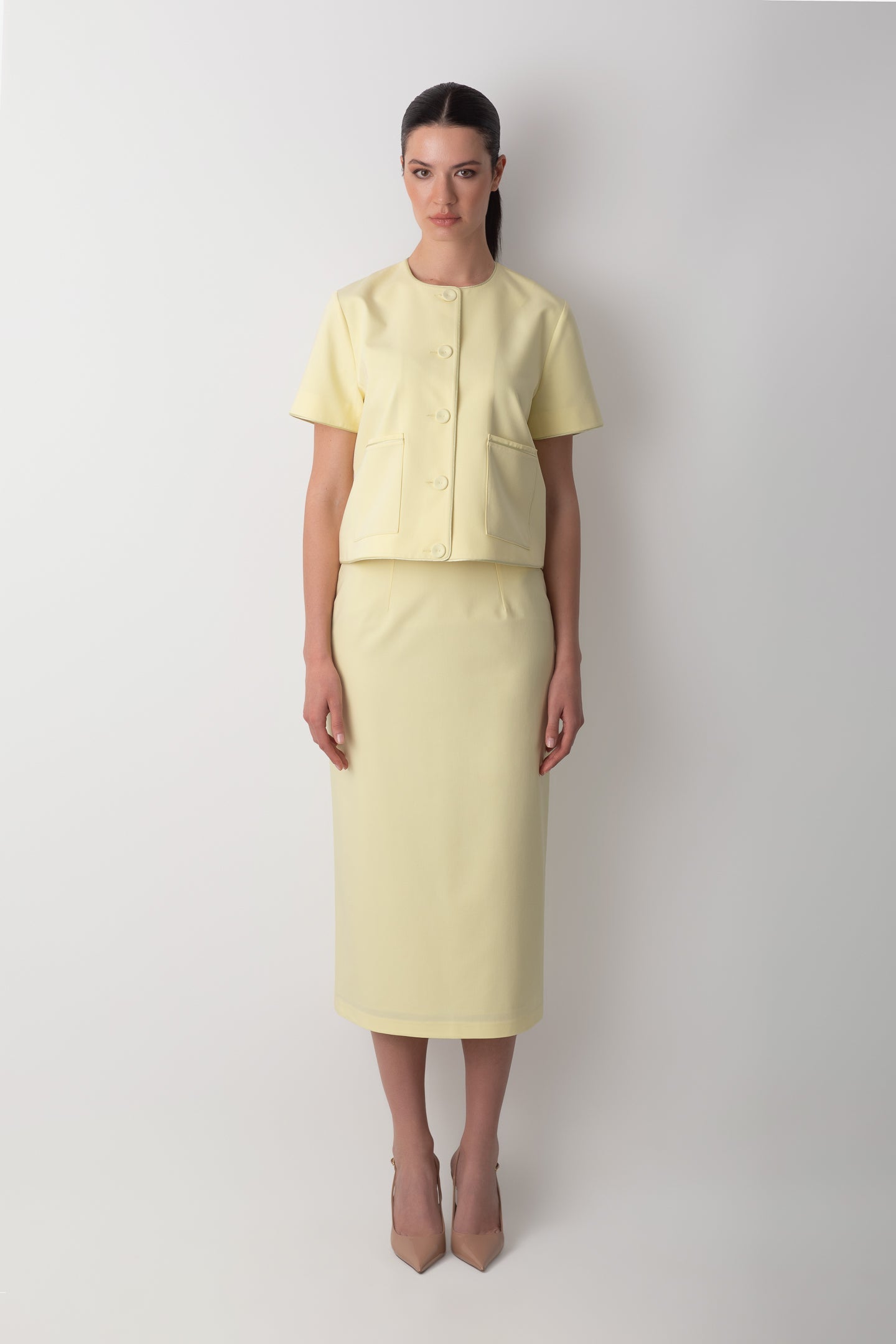 MİDİ KALEM YIRTMAÇ DETAYLI YELLOW BUTTER ETEK