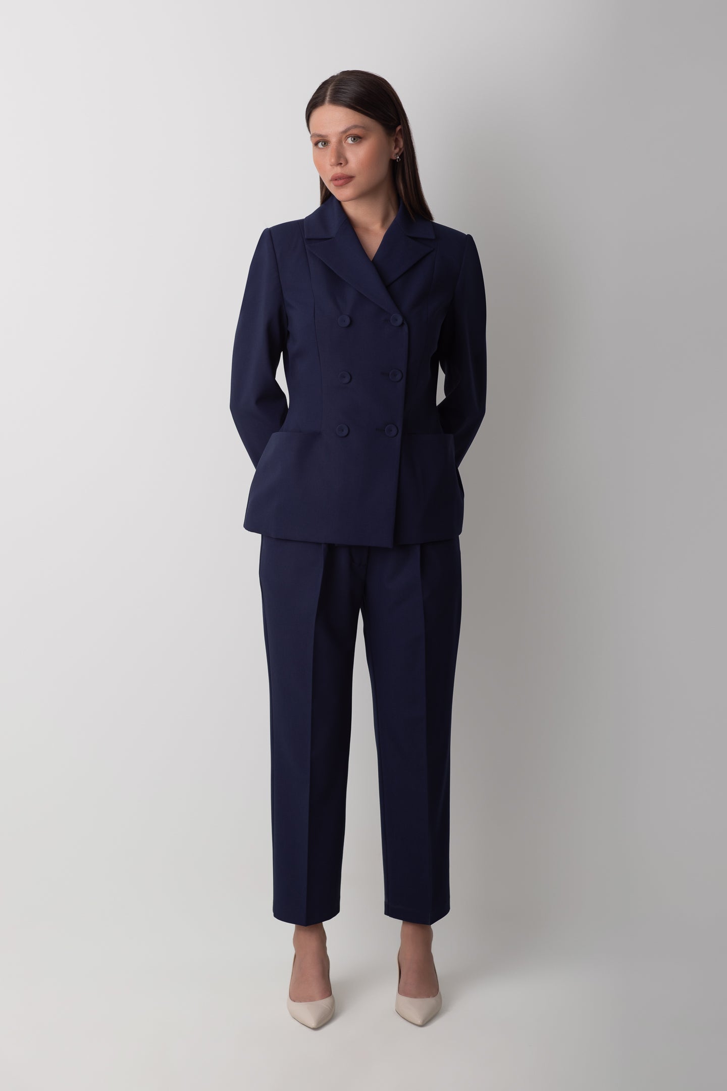 CEP DETAYLI LACİVERT CEKET