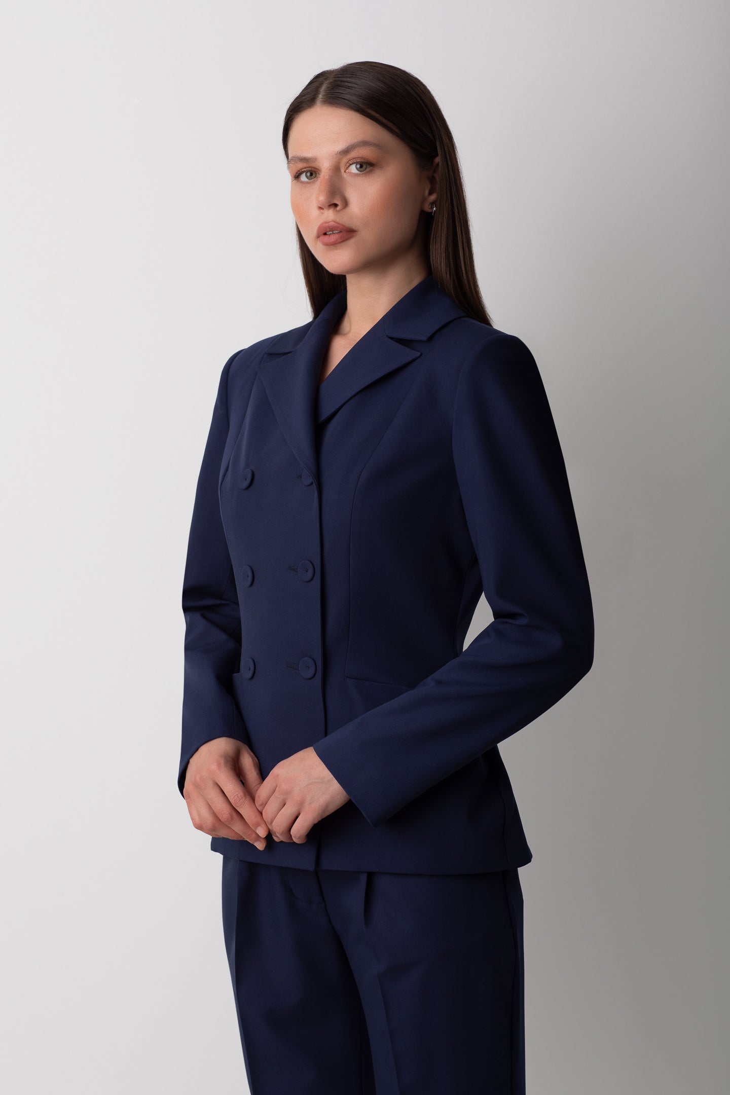 CEP DETAYLI LACİVERT CEKET