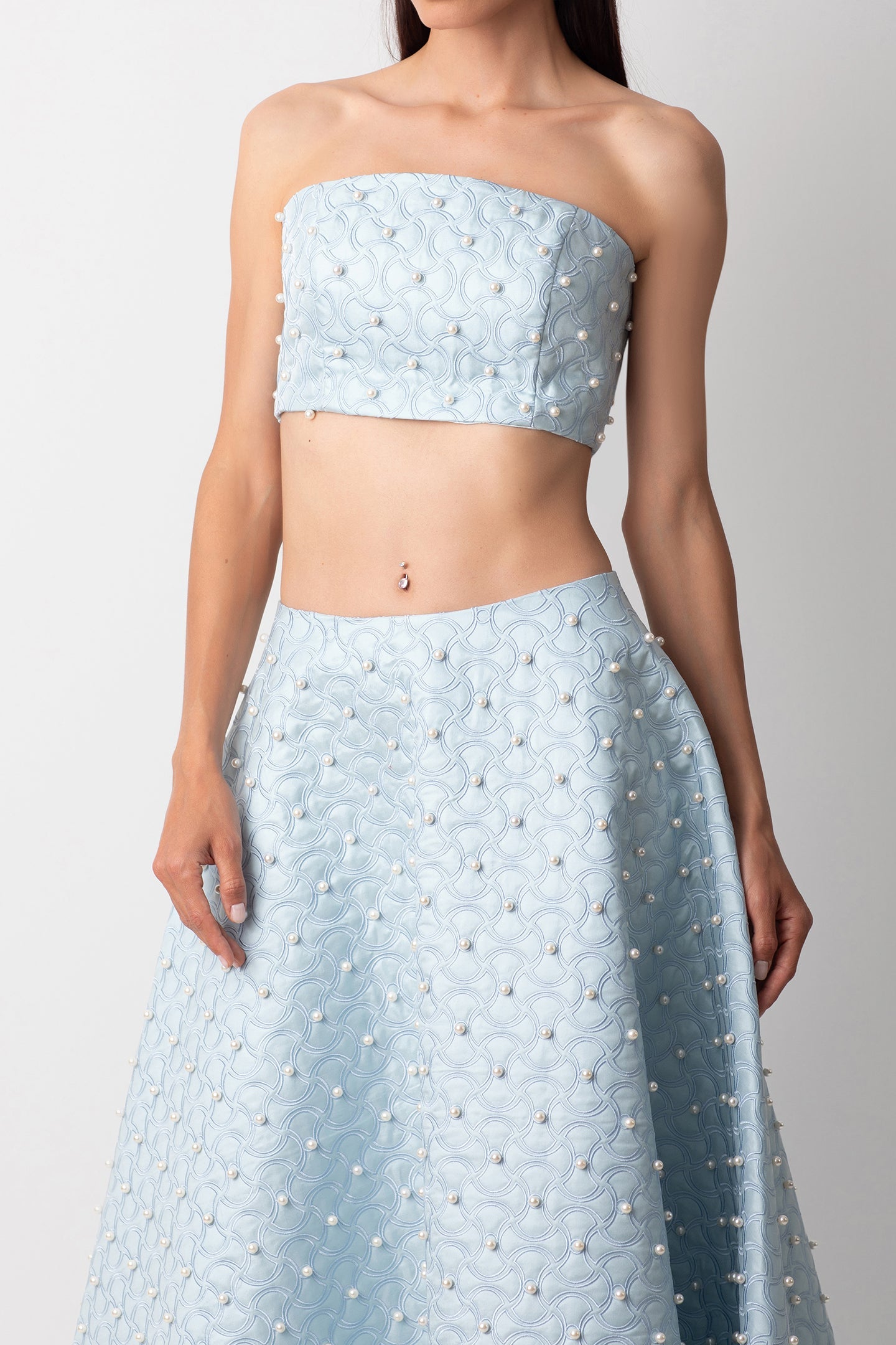 ŞANTUG İNCİLİ STRAPLEZ MAVİ BÜSTİYER