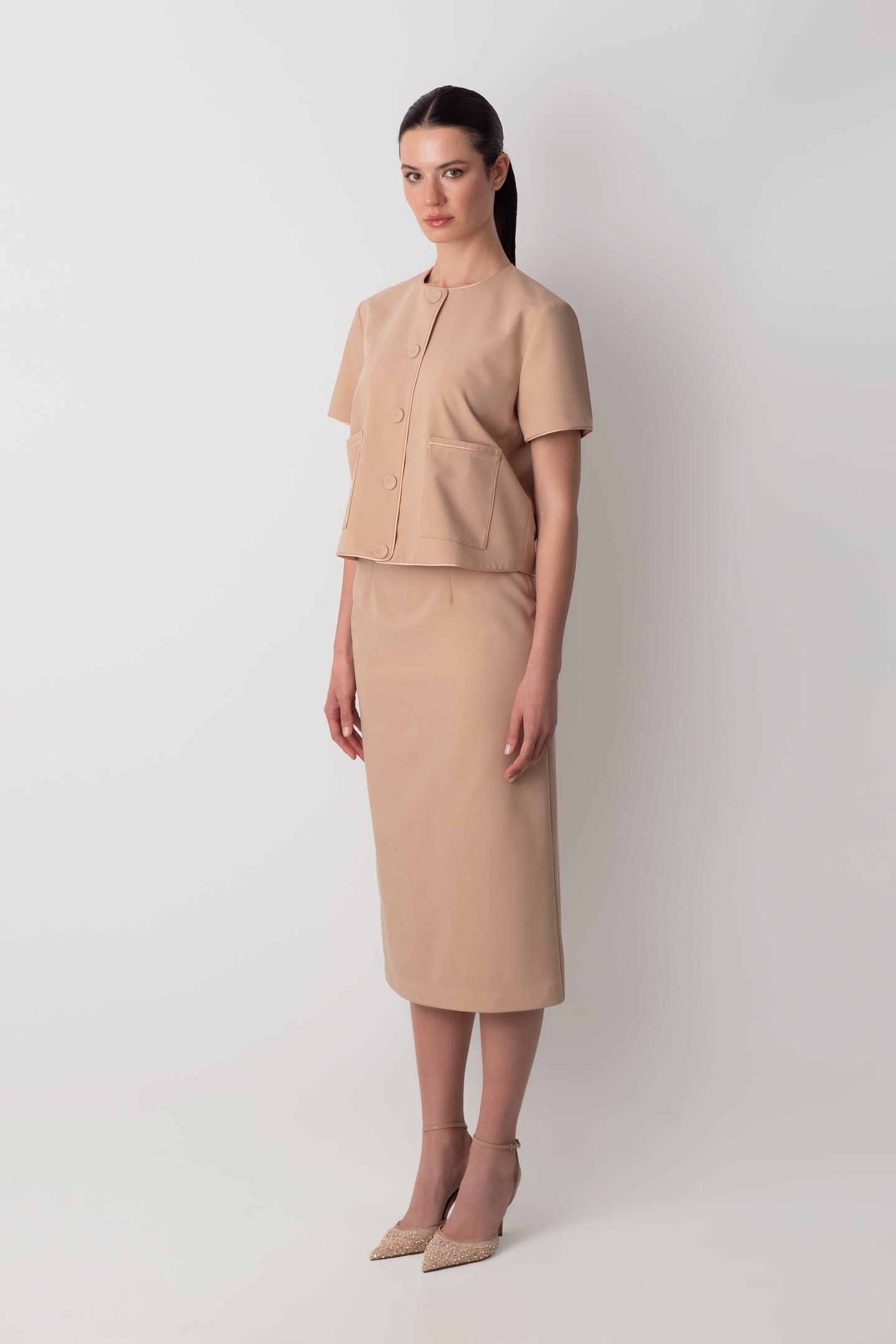 MİDİ KALEM YIRTMAÇ DETAYLI SÜTLÜ KAHVE ETEK