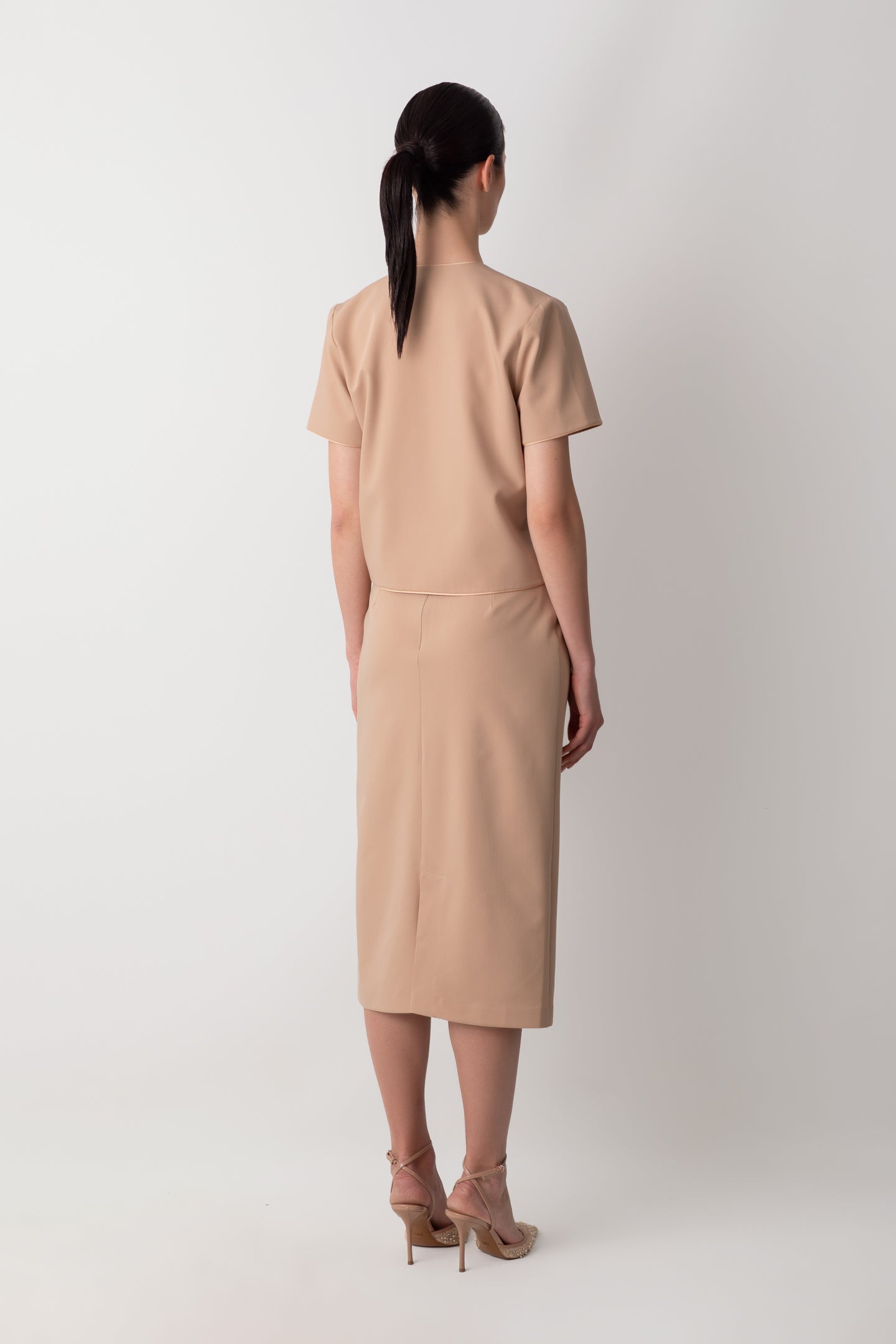 MİDİ KALEM YIRTMAÇ DETAYLI SÜTLÜ KAHVE ETEK