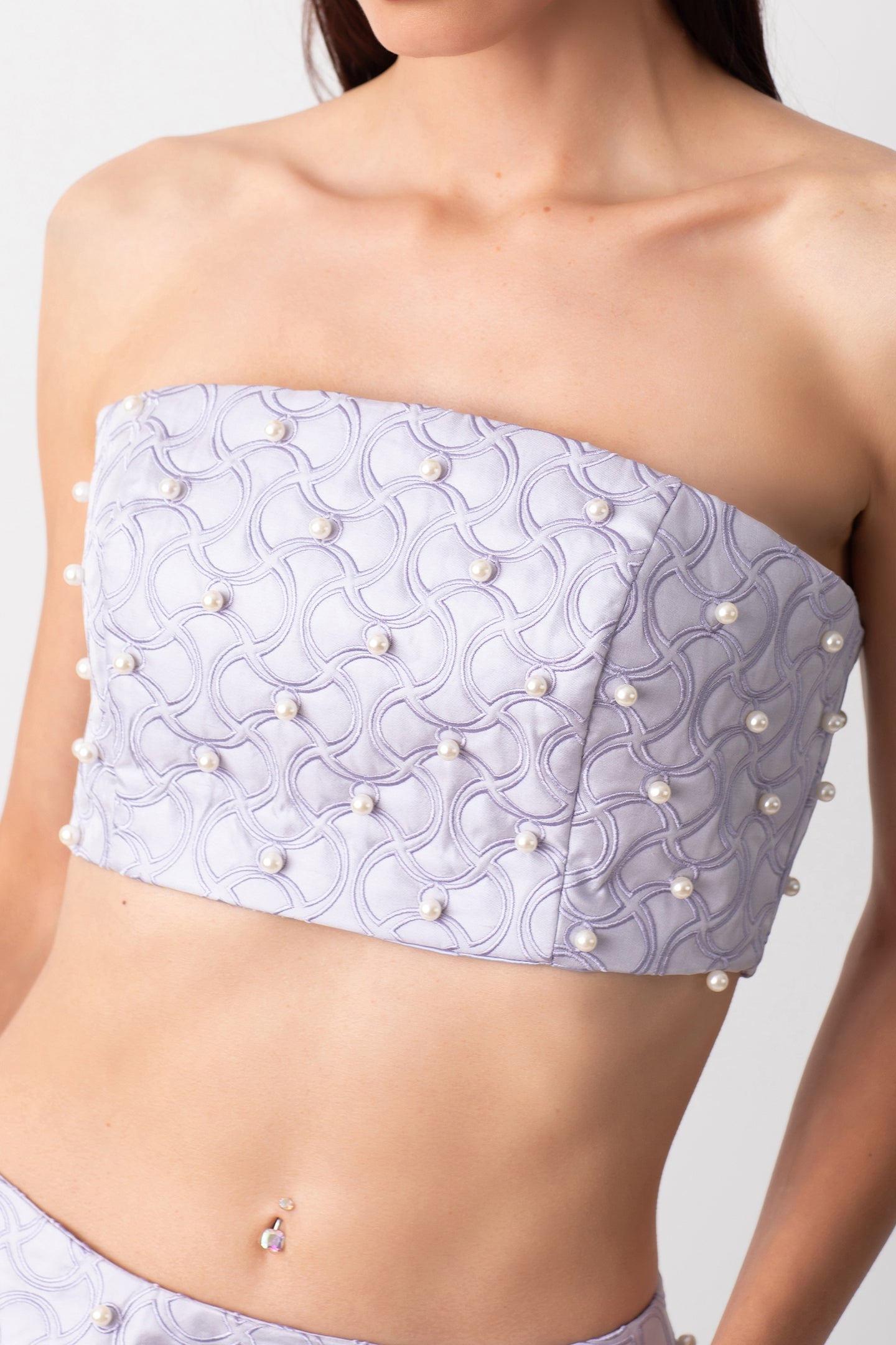 ŞANTUG İNCİLİ STRAPLEZ LİLA BÜSTİYER