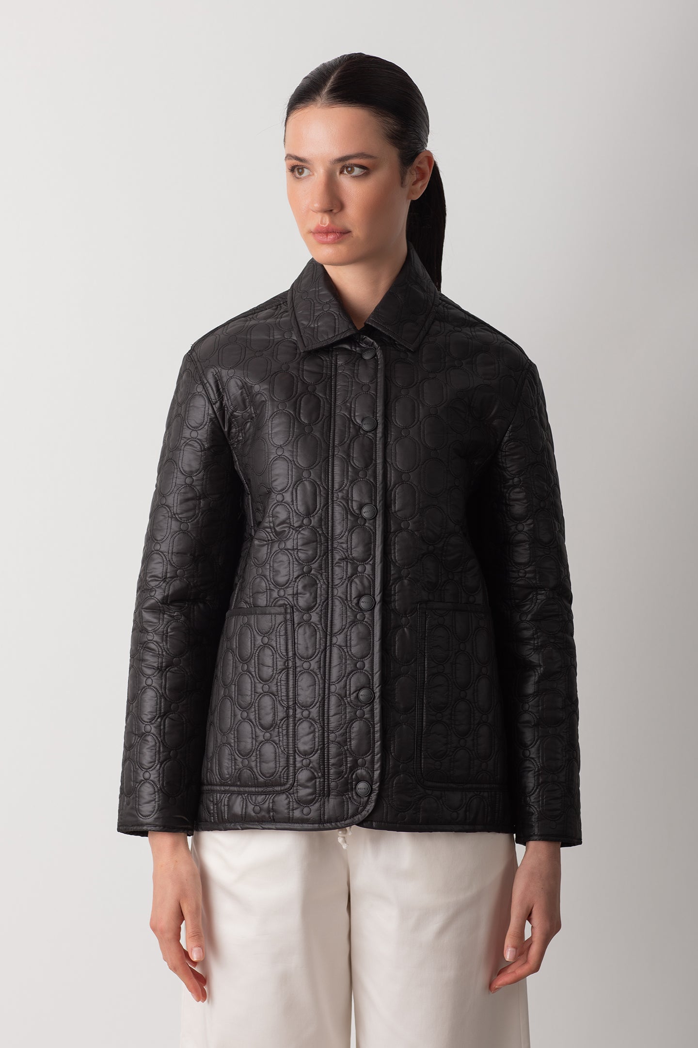 KAPİTONE PAREL CEKET - SİYAH