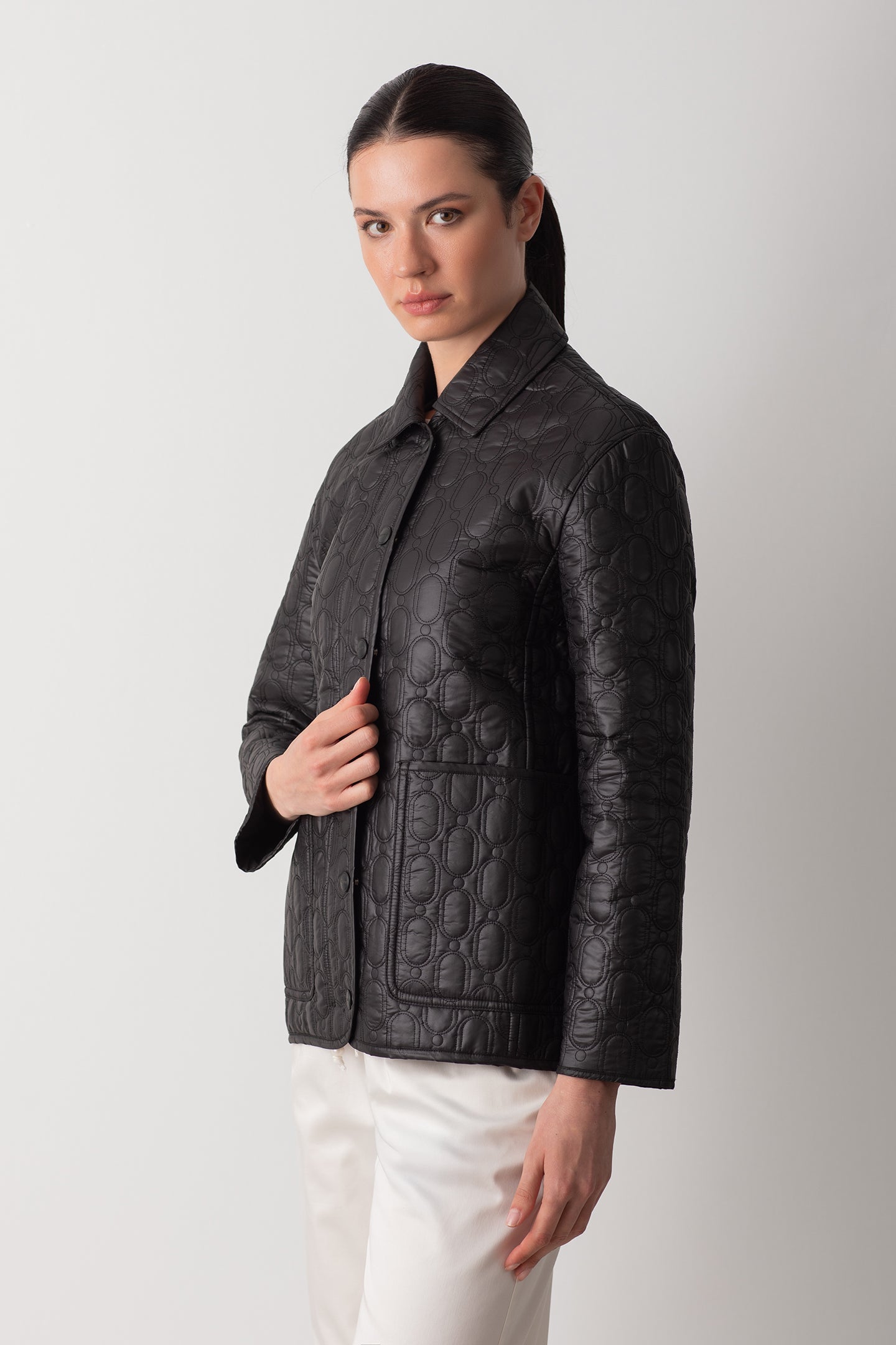 KAPİTONE PAREL CEKET - SİYAH